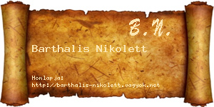 Barthalis Nikolett névjegykártya